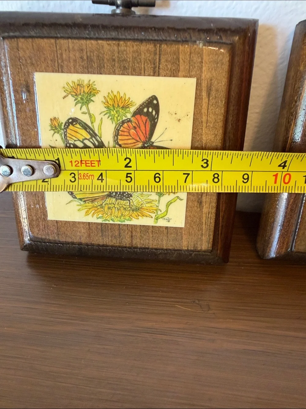 Set of 2 Butterfly Wall Plaques in Brown and Yellow